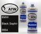 Preview: BMW, Black Saphir, 9994: 400ml Sprühdose + 400ml Klarlack - Set, von ATW Autoteile West.